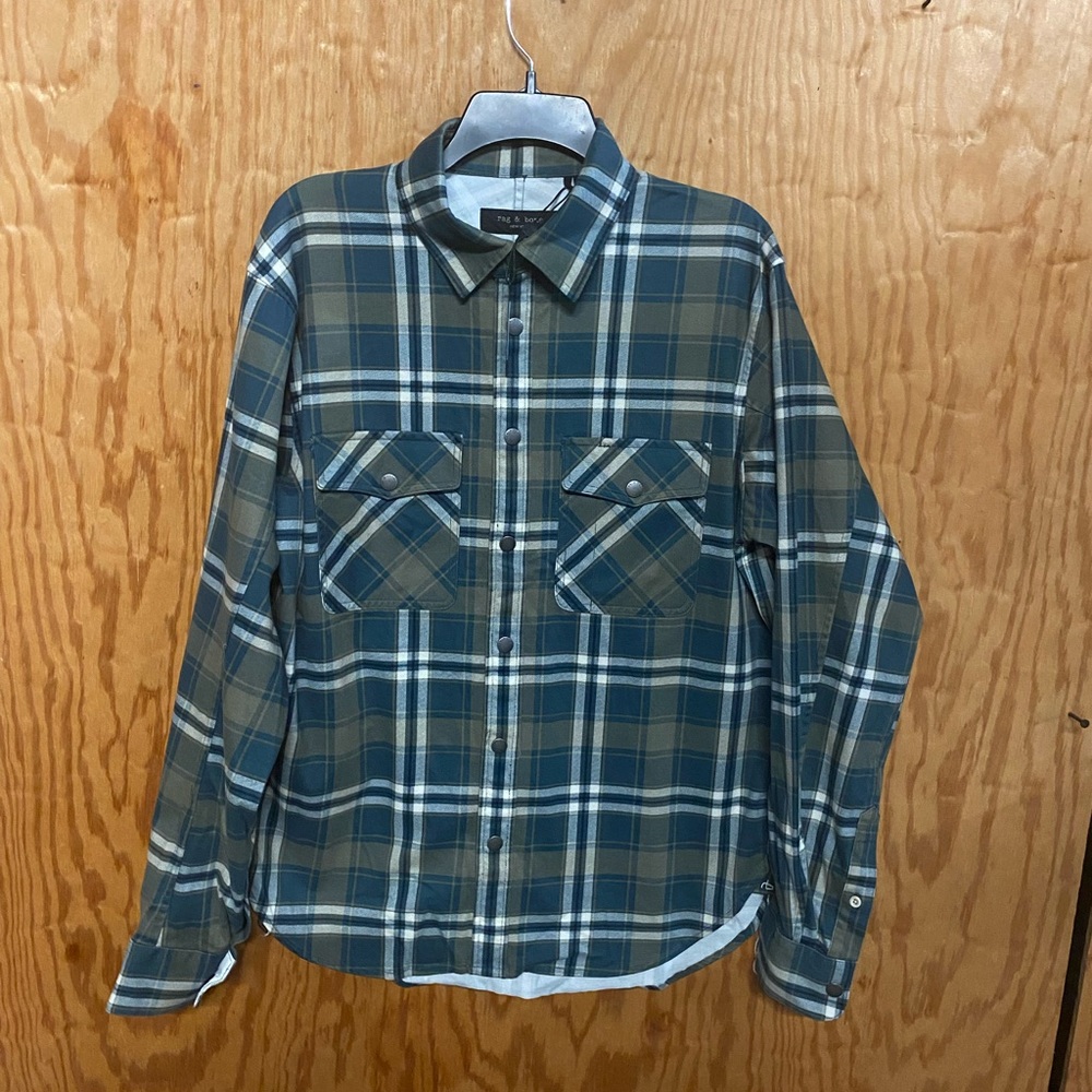 Rag & Bone Men’s Plaid Engineered Jack Snap Flannel Shirt - Picture 2 of 15
